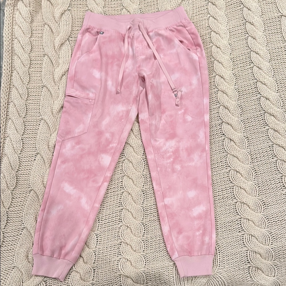 Figs Pink Tie-Dye Zamor Jogger Scrub Pants